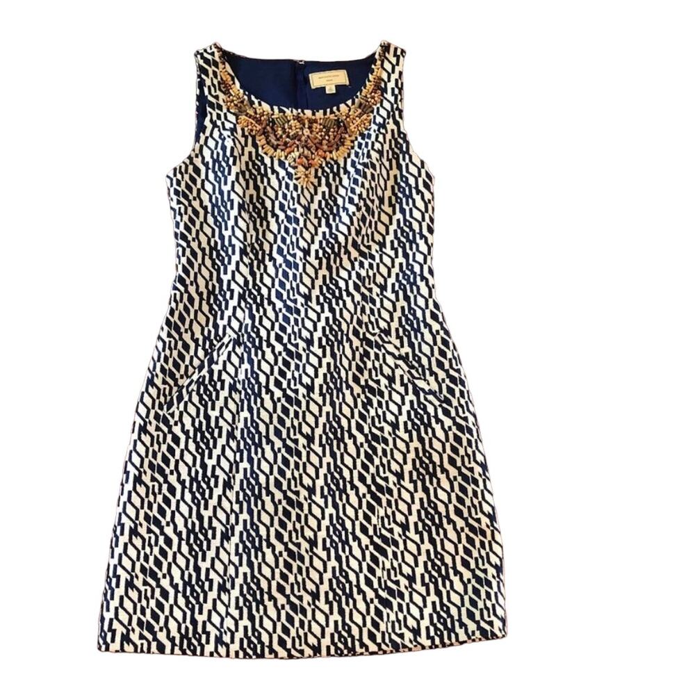 Anthropologie Beaded Jacquard Mini Dress